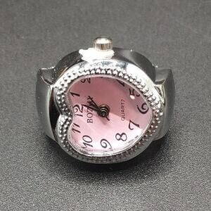 Silver Pink Heart Ring Watch Vintage 90's Y2K Valentines Day Anniversary Gift